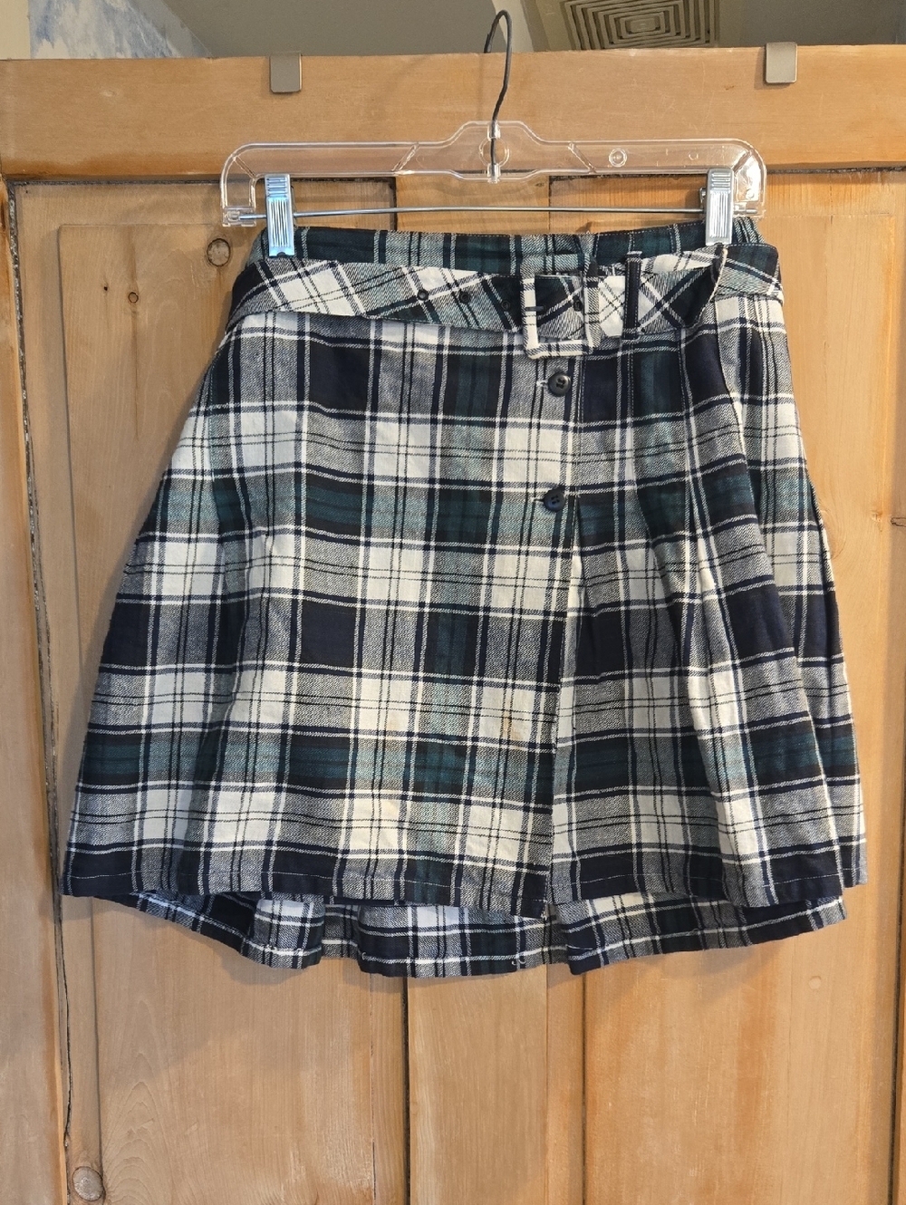 Express Plaid Skirt in Navy, White & Dark Green